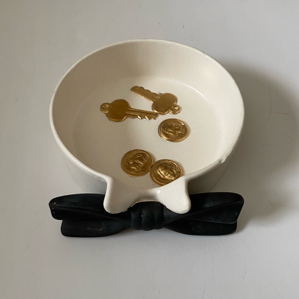 Vintage Rare Lefton’s Japan Bow Tie Trinket Dish Men'Black/ White Ceramic Tuxedo